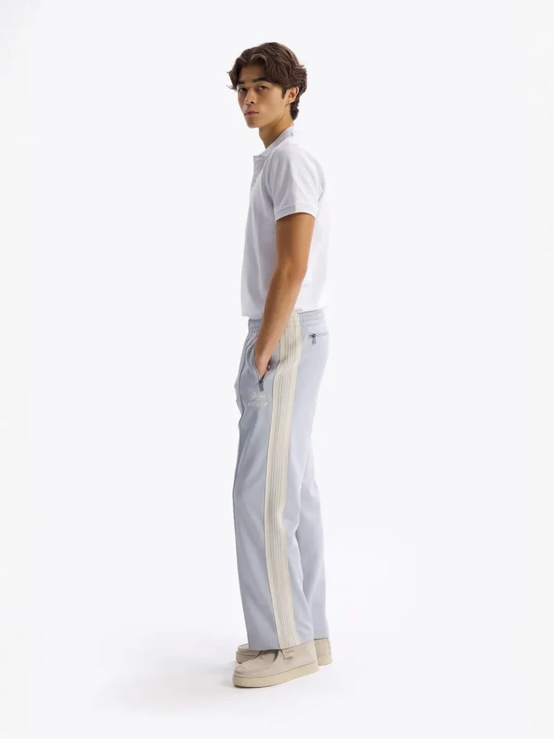 Giesto Grey GIESTO Regular Fit Elastic Waist Pants with Stripes for Men | Best Price UAE